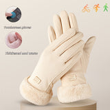 Women's Outdoor Warm Gloves for Autumn And Winter Thickened Warm with Touch Screen Function Suitable for Casual Wear