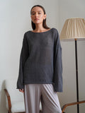 Women's Sheer Knit Oversized Sweater, Loose-Fit Long-Sleeve Top, Cover Shirt
