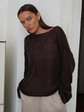 Women's Sheer Knit Oversized Sweater, Loose-Fit Long-Sleeve Top, Cover Shirt