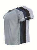 4pcs Men’s Athletic T-Shirts Moisture Wicking Quick Dry Reflective Stripes Breathable Gym Tops for Running Training