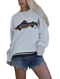 Beautiful Nomad Women Cozy Knit Fall Sweater Top Crewneck Long Sleeve Pullover Animal Patterns Casual Tops