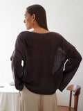 Women's Sheer Knit Oversized Sweater, Loose-Fit Long-Sleeve Top, Cover Shirt