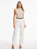 Spicy Sandia Sleeveless Turtleneck Tops for Women Ribbed Snug Fit Stretchy High Neck Sweater Vest