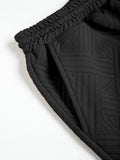 Men's 2 Piece Jacquard Set with Short Sleeve Button Up Shirt and Drawstring Shorts for Casual and Vacation Wear