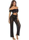 Women's Beach Pants with Hollowed Out Loose Wide Pants, Vacation Style
