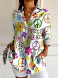 Vintage Floral Women's Long Sleeve Button Down Boho Shirt Classic Collar Versatile Top for Casual Attire, Relaxed Fit