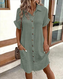 Womens Beach Dresses Summer Coverups Button Down Cover Up Long Sleeve Knee Length Beach Tunic Shirt Midi Dress with Pockets