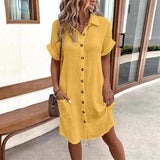 Womens Beach Dresses Summer Coverups Button Down Cover Up Long Sleeve Knee Length Beach Tunic Shirt Midi Dress with Pockets