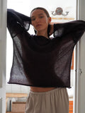 Women's Sheer Knit Oversized Sweater, Loose-Fit Long-Sleeve Top, Cover Shirt