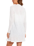 Spicy Sandia Women's Lightweight Button Down Sheer Summer Cardigans Open Front Long Sleeve Solid Kimono White XXL