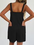 Womens Sleeveless Wide Strap Loose Fit Solid Color Casual Romper Jumpsuit with Pockets
