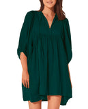 Spicy Sandia Women Summer Casual Boho Batwing Puff Sleeve Beach Vacation Babydoll Mini Dress Cruise Resort Wear