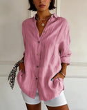 Women's Casual Shirt - Lightweight 110gsm Polyester, Breathable, Rolled Cuff Sleeves, Chest Pockets, Machine Washable