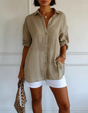 Women's Casual Shirt - Lightweight 110gsm Polyester, Breathable, Rolled Cuff Sleeves, Chest Pockets, Machine Washable