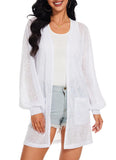 Spicy Sandia Women's Lightweight Sheer Summer Cardigans with Pockets Open Front Long Sleeve Dusters