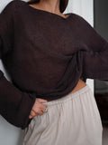 Women's Sheer Knit Oversized Sweater, Loose-Fit Long-Sleeve Top, Cover Shirt