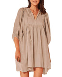 Spicy Sandia Women Summer Casual Boho Batwing Puff Sleeve Beach Vacation Babydoll Mini Dress Cruise Resort Wear