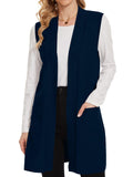 Beautiful Nomad Suéter para mujer, cuello en V, sin mangas, con botones, casual, de punto, color liso