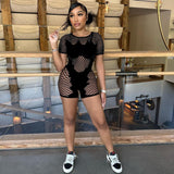 Women's Hot Short Sleeve Mesh Romper Perfect for Casual and Night Out Looks