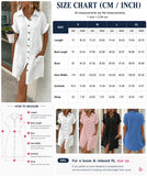Womens Beach Dresses Summer Coverups Button Down Cover Up Long Sleeve Knee Length Beach Tunic Shirt Midi Dress with Pockets