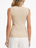 Spicy Sandia Sleeveless Turtleneck Tops for Women Ribbed Snug Fit Stretchy High Neck Sweater Vest