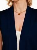 Beautiful Nomad Suéter para mujer, cuello en V, sin mangas, con botones, casual, de punto, color liso