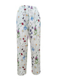 Women's Floral Print Elastic Waist Casual Loose Pants Summer Beach Trousers with Pockets