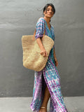 Women Kaftan Dresses Plus Size V-Neck Batwing Sleeves Beach Cover Up Boho Print Mumu Dress