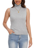 INKOFF Sleeveless Mock Neck Turtleneck Knit Tops Women Dressy Casual Sweater Vest Business Work Tank