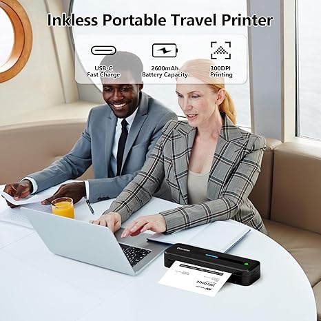 Portable Printers Wireless for Travel, M832 Bluetooth Thermal Printer, Inkless Mobile Printer Support 8.5'' x 11'' US Letter & A4 Paper, Compatible with iPhone Android PC for Office Car Home