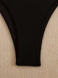 Women's Color Block Halter Triangle Bikini - Ruched Swimsuit, Sexy Beach Vacation Swimwear