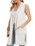 Beautiful Nomad Suéter para mujer, cuello en V, sin mangas, con botones, casual, de punto, color liso