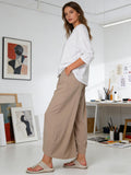 Womens Wide Leg Pants Loose Casual Drawstring Summer Beach Travel Vacation Palazzo Harem Pants with Pockets