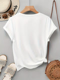 Womens Crew Neck Short Sleeve Green Heart and Clover Print Casual T Shirt for Spring & Summer