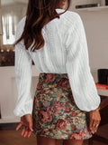 Women Boho Crochet Button-Up Shirt - Bell Sleeve Blouse for Casual Wear
