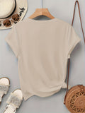 Womens Crew Neck Short Sleeve Lavender Floral Print Casual T Shirt for Spring & Summer