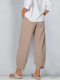 Womens Wide Leg Pants Loose Casual Drawstring Summer Beach Travel Vacation Palazzo Harem Pants with Pockets