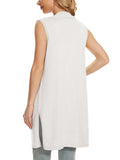 Beautiful Nomad Suéter para mujer, cuello en V, sin mangas, con botones, casual, de punto, color liso