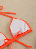Women's Color Block Halter Triangle Bikini - Ruched Swimsuit, Sexy Beach Vacation Swimwear