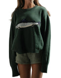 Beautiful Nomad Women Cozy Knit Fall Sweater Top Crewneck Long Sleeve Pullover Animal Patterns Casual Tops