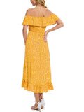 Womens Boho Maxi Dresses Summer Off Shoulder Floral Flowy Swing Casual Long Dress