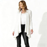 Women's Ribbed Knit Cardigan, Elegant Shawl, Long Sleeve with Asymmetrical Hem, Perfect for Casual and Office Wear