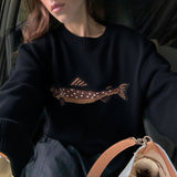 Beautiful Nomad Women Cozy Knit Fall Sweater Top Crewneck Long Sleeve Pullover Animal Patterns Casual Tops