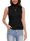 INKOFF Sleeveless Mock Neck Turtleneck Knit Tops Women Dressy Casual Sweater Vest Business Work Tank