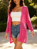Spicy Sandia Women's Lightweight Sheer Summer Cardigans with Pockets Open Front Long Sleeve Dusters