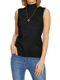 INKOFF Sleeveless Mock Neck Turtleneck Knit Tops Women Dressy Casual Sweater Vest Business Work Tank