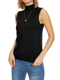 INKOFF Sleeveless Mock Neck Turtleneck Knit Tops Women Dressy Casual Sweater Vest Business Work Tank