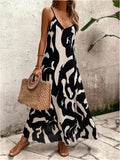 Women's Elegant Backless Long Dress Spaghetti Strap Dress V Neck for Chic Summer Casual Wear