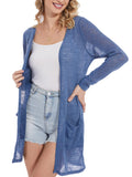 Spicy Sandia Women's Lightweight Sheer Summer Cardigans with Pockets Open Front Long Sleeve Dusters