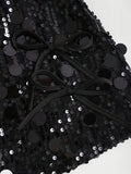 Sparkly Sequin Shorts for Women High Waist Elastic Party Dance Bow Tie Shorts